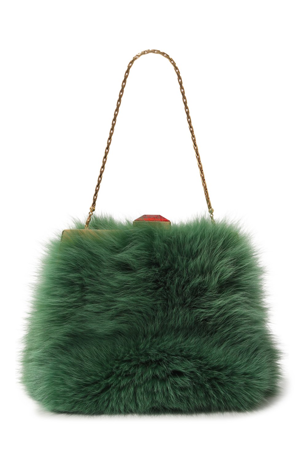 Женская сумка mydas large RUBEUS MILANO зеленого цвета, арт. 013/16D | Фото 7 (Материал: Натуральный мех; Женское Кросс-КТ: Вечерняя сумка; Сумки-технические: Сумки top-handle; Размер: large)