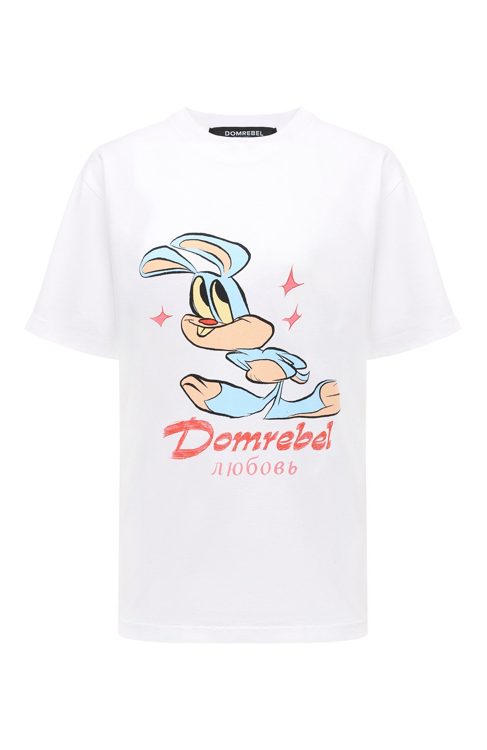 Хлопковая футболка DOMREBEL BUNNY L0VE/T-SHIRT, цвет белый, размер 44