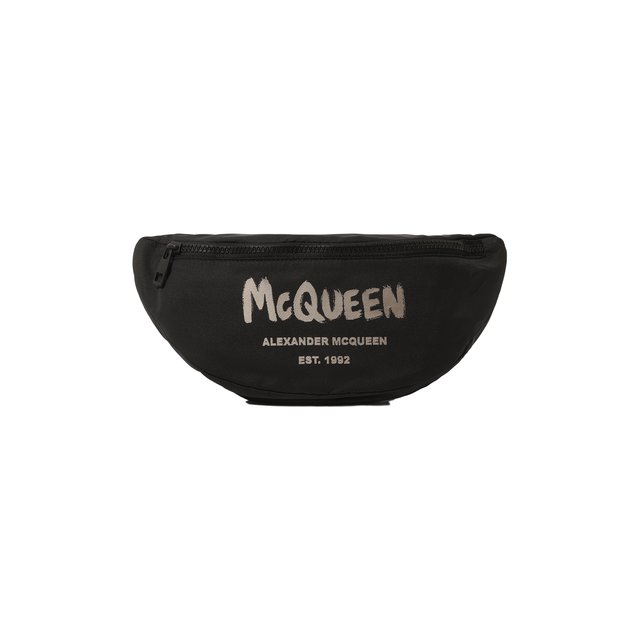 Текстильная поясная сумка Alexander McQueen черного цвета