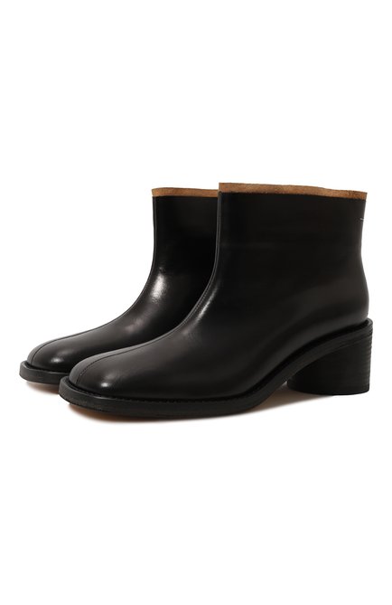 Женские кожаные ботинки  MM6 черного цвета по цене 84700 руб., арт. S59WU0233/P5732 | Фото 1