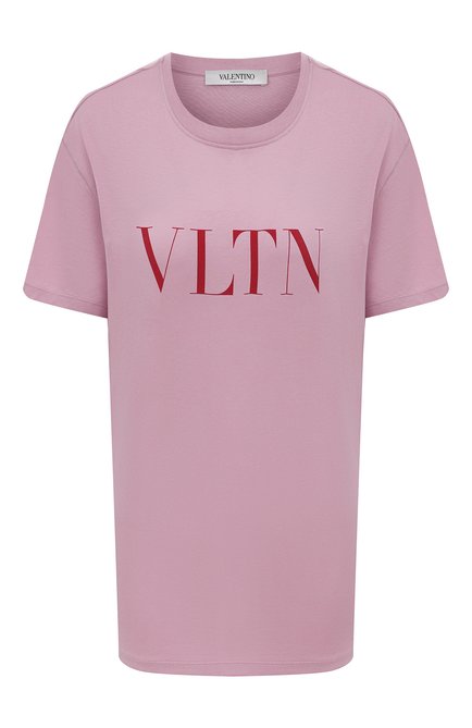 Женская хлопковая футболка VALENTINO розового цвета по цене 199000 dram, арт. TB3MG07D3V6 | Фото 1