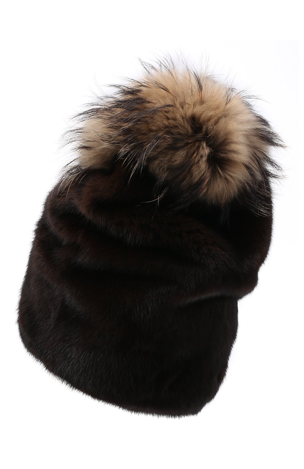 Женская шапка нея из меха норки и енота FURLAND коричневого цвета, арт. 0091900110034300820 | Фото 3 (Материал: Натуральный мех)