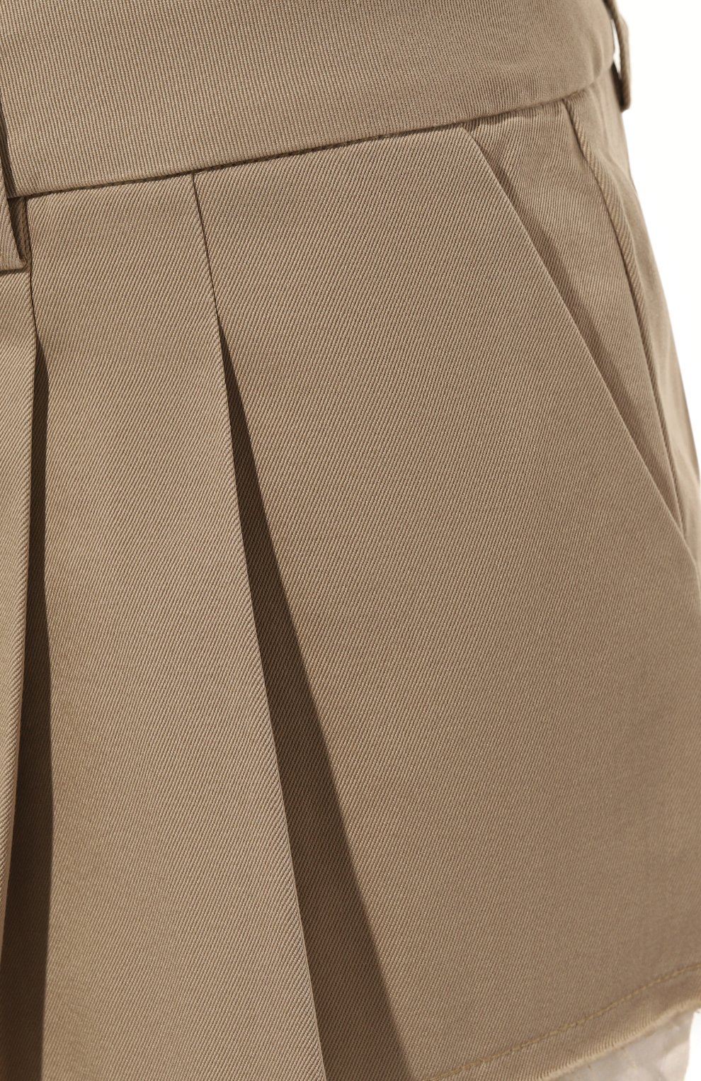 Женская хлопковая юбка-шорты DONDUP бежевого цвета, арт. G537/GF0441D/002 | Фото 5 (Длина Ж (юбки, платья, шорты): Мини; Женское Кросс-КТ: Юбка-одежда, юбка-шорты; Материал внешний: Хлопок; Стили: Кэжуэл)