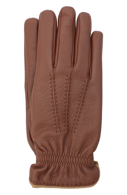 Мужские кожаные перчатки BRUNELLO CUCINELLI коричневого цвета, арт. MPSC93528 | Фото 1 (Мужское Кросс-КТ: Кожа и замша; Материал: Натуральная кожа)