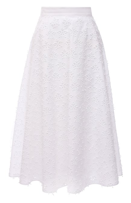 Женская хлопковая юбка VALENTINO белого цвета по цене 388000 руб., арт. XB3RA8K46GN | Фото 1