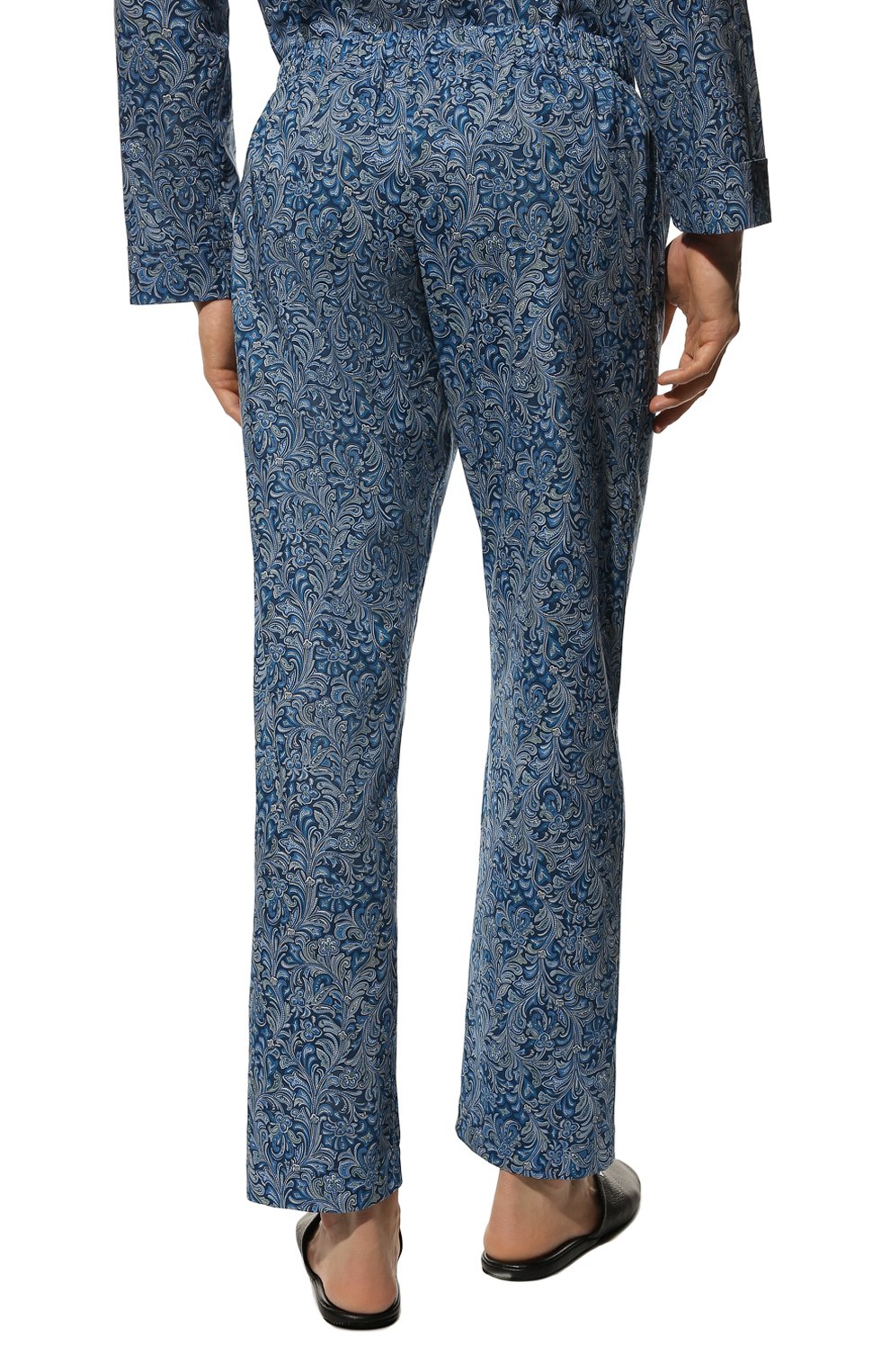 Мужская хлопковая пижама ROBERTO RICETTI синего цвета, арт. PIGIAMA VENEZIA LUNG0/0R02707 | Фото 6 (Рукава: Длинные; Кросс-КТ: домашняя одежда; Длина (для топов): Стандартные; Материал внешний: Хлопок)