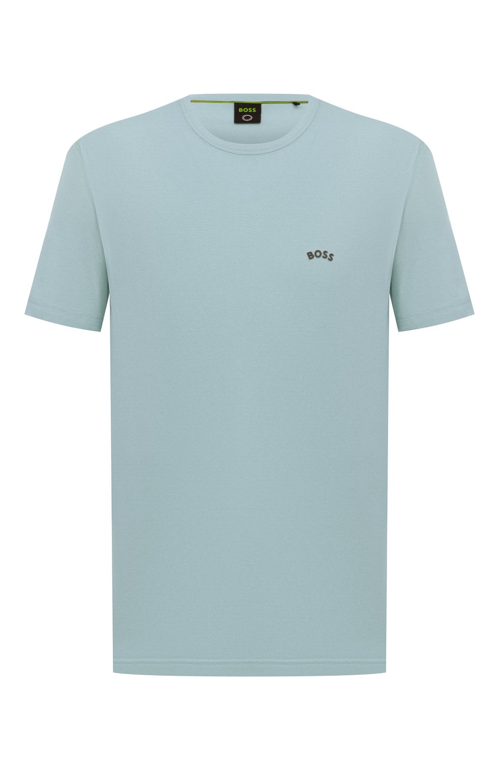 Мужская хлопковая футболка BOSS голубого цвета, арт. 50469062 | Фото 1 (Принт: Без принта; Рукава: Короткие; Длина (для топов): Стандартные; Материал внешний: Хлопок; Стили: Кэжуэл)