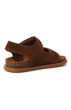 Детские кожаные сандалии DOLCE & GABBANA коричневого цвета, арт. DA5131/AA450/29-36 | Фото 3 (Материал внутренний: Натуральная кожа)