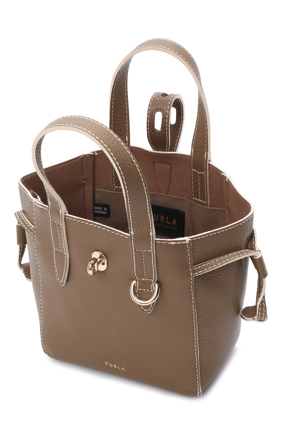Женский сумка-тоут furla net mini FURLA коричневого цвета, арт. BASRFUA | Фото 4 (Сумки-технические: Сумки-шопперы; Материал: Натуральная кожа; Размер: mini; Ремень/цепочка: На ремешке)