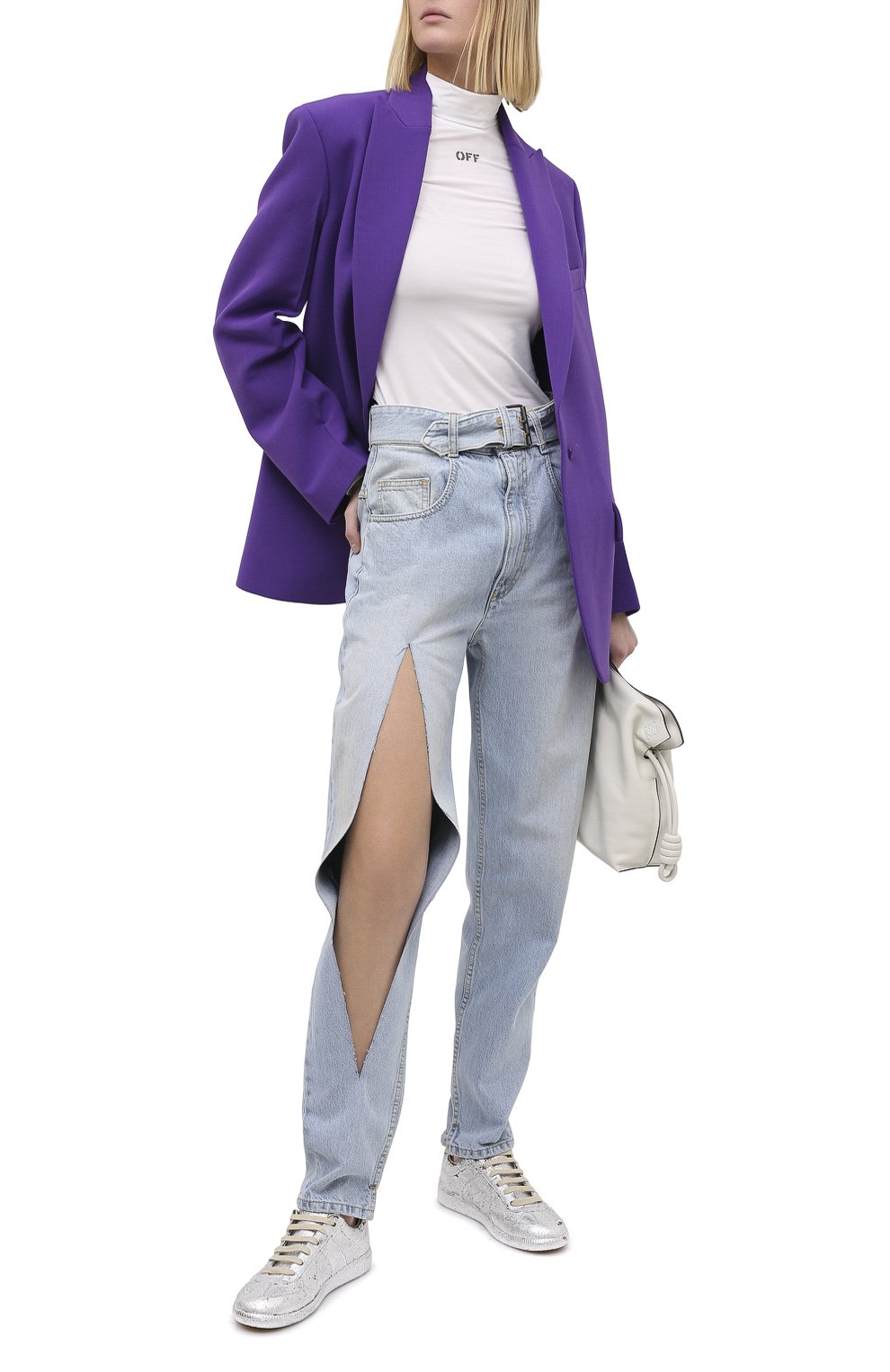 Женские джинсы MAISON MARGIELA голубого цвета, арт. S51LA0123/S30617 | Фото 2 (Кросс-КТ: Деним; Длина (брюки, джинсы): Стандартные; Стили: Гранж; Материал внешний: Хлопок, Деним)