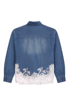 Детское джинсовая рубашка ERMANNO SCERVINO синего цвета, арт. SFCA040C/DF020-BS002/10A-16A | Фото 2 (Рукава: Длинные; Случай: Повседневный; Региональные ограничения белый список (Axapta Mercury): Не проставлено; Материал сплава: Проставлено; Нос: Не проставлено; Материал внешний: Хлопок; Драгоценные камни: Проставлено)