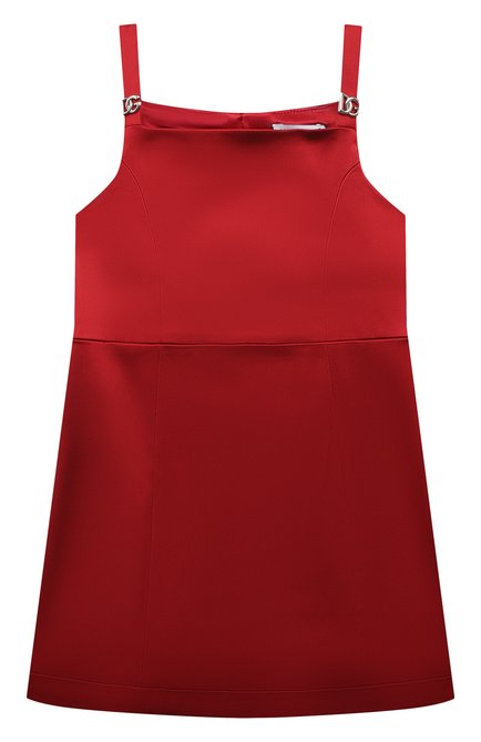Детское платье DOLCE & GABBANA красного цвета, арт. L53DR7/FURHM/2-6 | Фото 1 (Рукава: Короткие; Материал внешний: Синтетический материал; Драгоценные камни: Проставлено; Материал подклада: Шелк; Материал сплава: Проставлено)