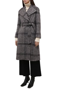 Женское пальто EMPORIO ARMANI серого цвета, арт. BNL07T/B2700 | Фото 3 (Материал внешний: Шерсть; Рукава: Длинные; Длина (верхняя одежда): До колена; Материал подклада: Вискоза; 1-2-бортные: Двубортные; Стили: Кэжуэл)