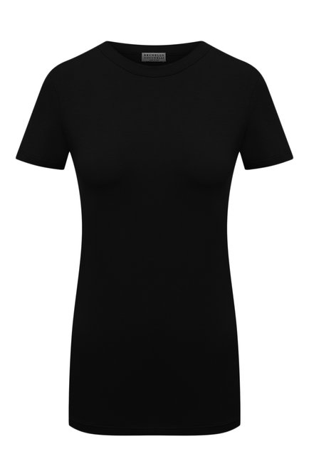 Женская хлопковая футболка BRUNELLO CUCINELLI черного цвета, арт. M0T18B0170 | Фото 1 (Статус проверки: Проверена категория; Рукава: Короткие; Материал внешний: Хлопок; Длина (для топов): Стандартные; Женское Кросс-КТ: Футболка-одежда; Принт: Без принта; Стили: Кэжуэл)