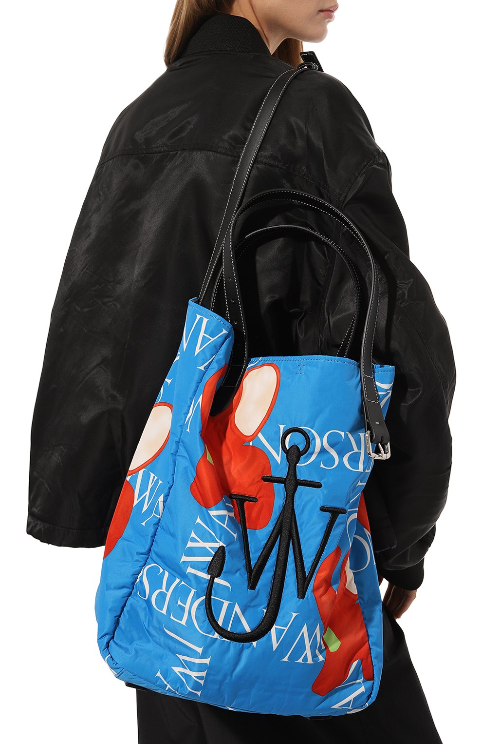 Женский сумка cabas JW ANDERSON синего цвета, арт. HB0472FA0162 800 | Фото 2 (Сумки-технические: Сумки-шопперы; Материал сплава: Проставлено; Материал: Текстиль; Драгоценные камни: Проставлено; Размер: large)