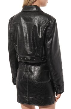 Женская куртка LVIR черного цвета, арт. LV23S-JK06A | Фото 4 (Кросс-КТ: Куртка, экокожа; Рукава: Длинные; Материал внешний: Синтетический материал, Вискоза; Материал сплава: Проставлено; Драгоценные камни: Проставлено; Длина (верхняя одежда): Короткие; Стили: Минимализм; Материал подклада: Хлопок)