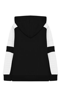 Детский хлопковый кардиган с капюшоном BALMAIN черно-белого цвета, арт. 6K4510/KX070/4-10 | Фото 2 (Рукава: Длинные; Мальчики Кросс-КТ: Толстовка-спорт; Материал внешний: Хлопок; Статус проверки: Проверено, Проверена категория; Ростовка одежда: 10 - 11 лет | 140 - 146см, 8 лет | 128 см)