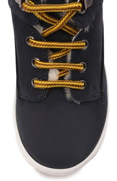 Детские замшевые ботинки WALKEY темно-синего цвета, арт. Y1B4-40851-0415/25-29 | Фото 4 (Материал утеплителя: Натуральный мех)