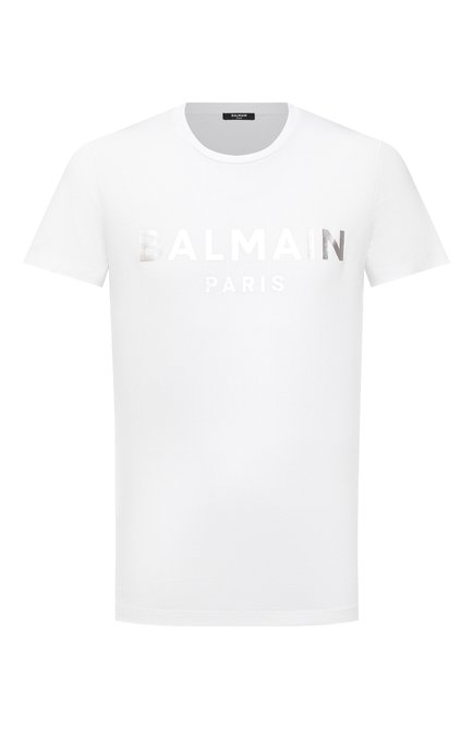 Мужская хлопковая футболка BALMAIN белого цвета по цене 42950 руб., арт. WH1EF000/B121 | Фото 1