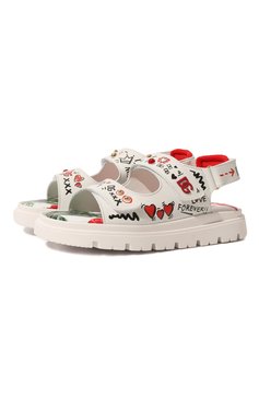 Детские сандалии DOLCE & GABBANA белого цвета, арт. D11127/AS128/37-39 | Фото 1 (Материал внутренний: Натуральная кожа; Материал сплава: Проставлено; Нос: Не проставлено)