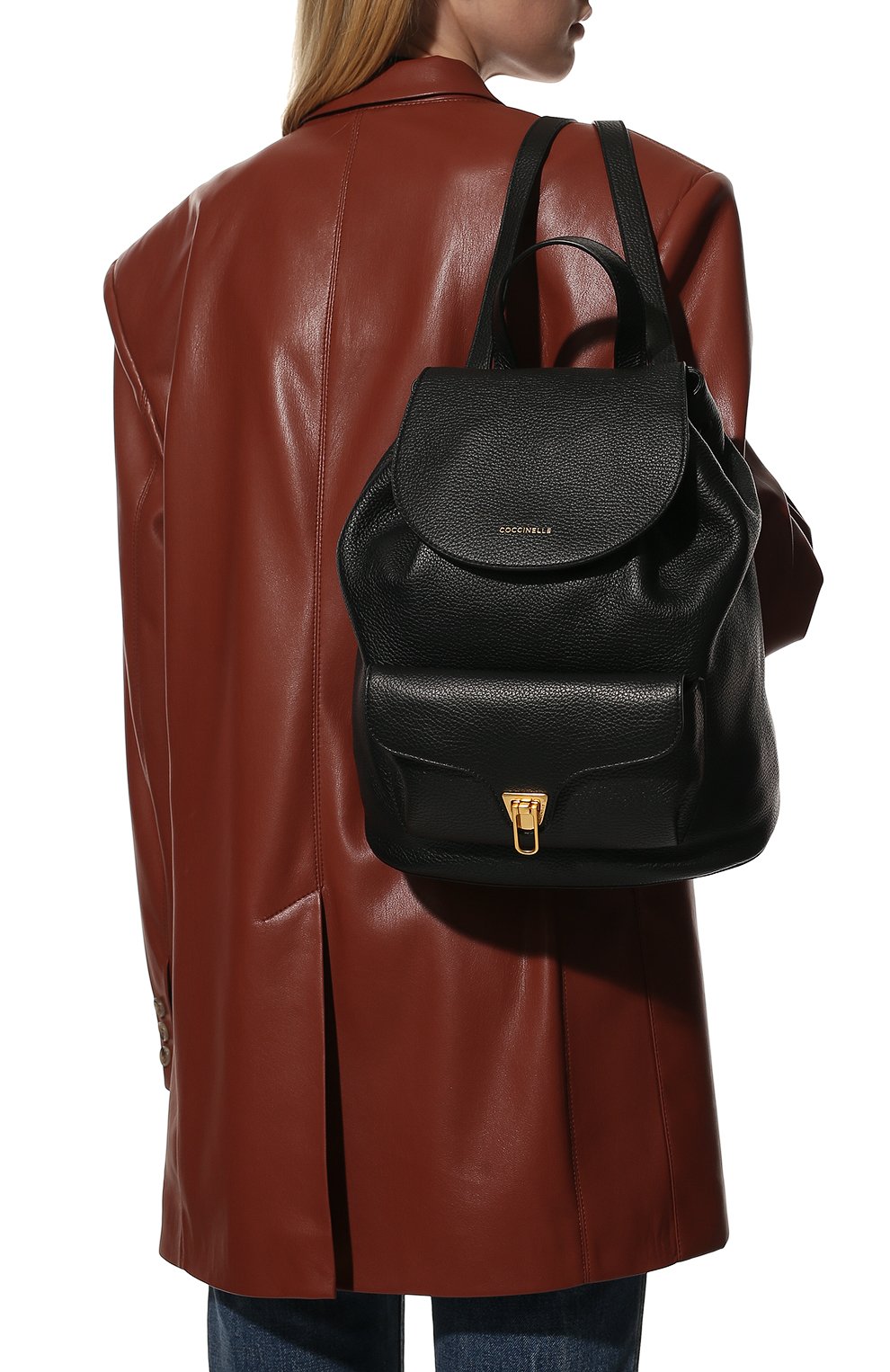 Женский рюкзак beat COCCINELLE черного цвета, арт. E1 MF6 14 01 01 | Фото 2 (Размер: medium; Материал: Натуральная кожа; Стили: Кэжуэл)