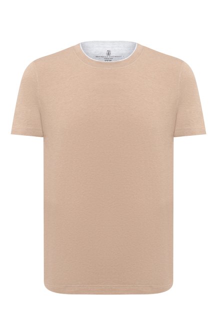 Мужская хлопковая футболка BRUNELLO CUCINELLI бежевого цвета по цене 31700 руб., арт. M0T617423 | Фото 1