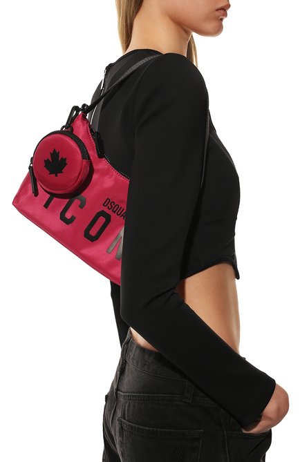 Женская сумка d2 icon mini DSQUARED2 фуксия цвета, арт. H0W0019 11703199 | Фото 2 (Размер: mini; Материал: Текстиль; Сумки-технические: Сумки top-handle)