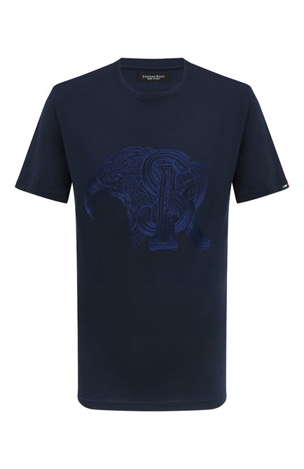 Мужского хлопковая футболка STEFANO RICCI темно-синего цвета, арт. MNH3302610/803 | Фото 1