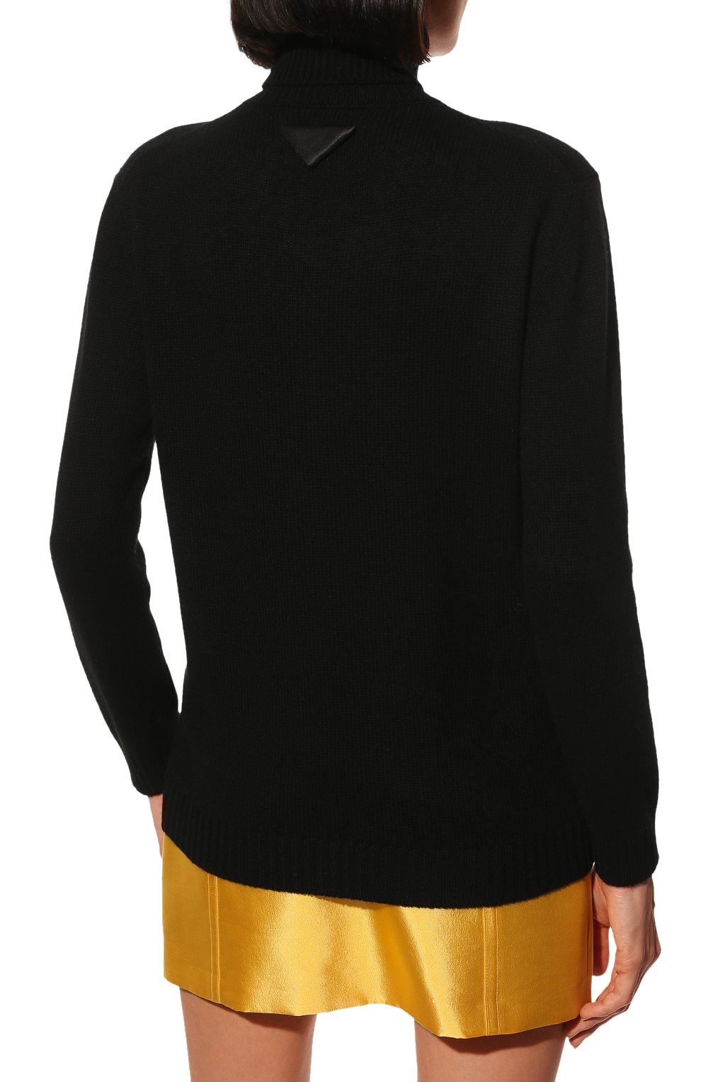 Женский кашемировый свитер PRADA черного цвета, арт. P26441-100I-F0002-221 | Фото 4 (Женское Кросс-КТ: Свитер-одежда; Рукава: Длинные; Стили: Кэжуэл)