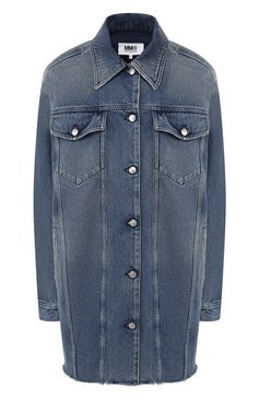 Женская джинсовая куртка MM6 темно-синего цвета, арт. S52AM0102/S30649 | Фото 1 (Кросс-КТ: Куртка, Деним; Рукава: Длинные; Длина (верхняя одежда): До середины бедра; Материал внешний: Хлопок, Деним; Статус проверки: Проверена категория)