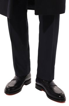 Мужские кожаные лоферы SANTONI темно-синего цвета, арт. MCCG17745MD3HSC2U59 | Фото 3 (Материал внутренний: Натуральная кожа; Материал сплава: Проставлено; Нос: Не проставлено; Стили: Классический)
