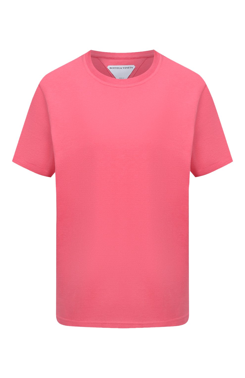 Женская хлопковая футболка BOTTEGA VENETA розового цвета, арт. 649060/VF1U0 | Фото 1 (Стили: Гламурный; Принт: Без принта; Рукава: Короткие; Длина (для топов): Стандартные; Материал внешний: Хлопок; Женское Кросс-КТ: Футболка-одежда)