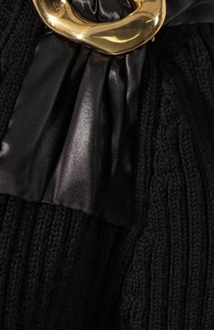 Женский шерстяной свитер BOTTEGA VENETA черного цвета, арт. 588945/VKB21 | Фото 5 (Женское Кросс-КТ: Свитер-одежда; Материал внешний: Шерсть; Рукава: Длинные; Длина (для топов): Стандартные; Материал сплава: Проставлено; Статус проверки: Проверено, Проверена категория; Драгоценные камни: Проста�влено; Стили: Кэжуэл)