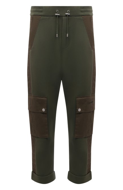 Мужские хлопковые брюки-карго BALMAIN хаки цвета, арт. WH00B071/M017 | Фото 1 (Длина (брюки, джинсы): Укороченные; Материал внешний: Хлопок; Силуэт М (брюки): Карго; Случай: Повседневный; Стили: Милитари)