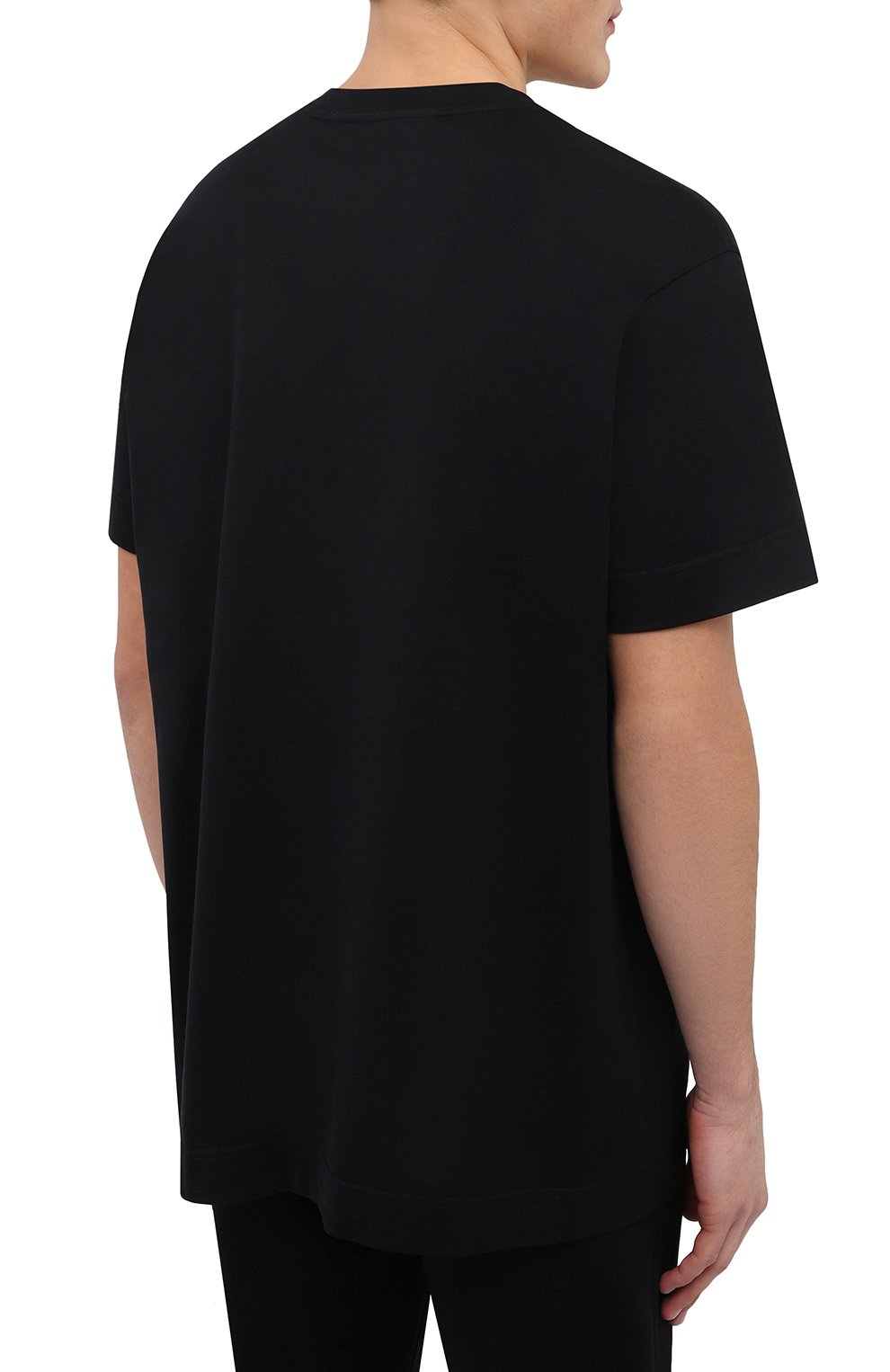 Мужская хлопковая футболка GIVENCHY черного цвета, арт. BM71793Y6B | Фото 4 (Рукава: Короткие; Принт: С принтом; Длина (для топов): Удлиненные; Материал внешний: Хлопок; Стили: Кэжуэл)
