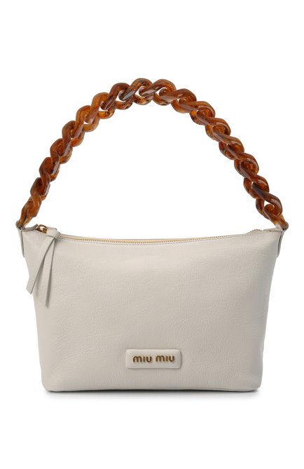 Женская сумка MIU MIU белого цвета, арт. 5BC104-2AJB-F0ZZC-PWO | Фото 1 (Размер: small; Материал: Натуральная кожа; Сумки-технические: Сумки top-handle)