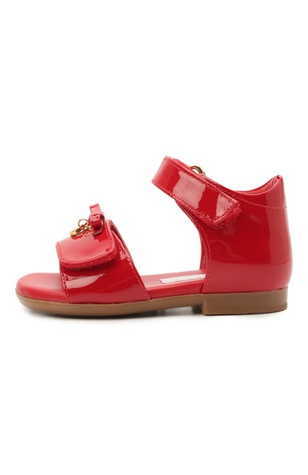 Детские кожаные босоножки DOLCE & GABBANA красного цвета, арт. D20045/A1328/19-28 | Фото 2 (Статус проверки: Проверено, Проверена категория; Материал внутренний: Натуральная кожа; Материал внешний: Кожа; Длина стельки: 13,5)