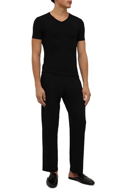 Мужская футболка ERMENEGILDO ZEGNA черного цвета, арт. N2M800060 | Фото 2 (Материал внешний: Синтетический материал; Кросс-КТ: домашняя одежда; Рукава: Короткие; Длина (для топов): Стандартные)