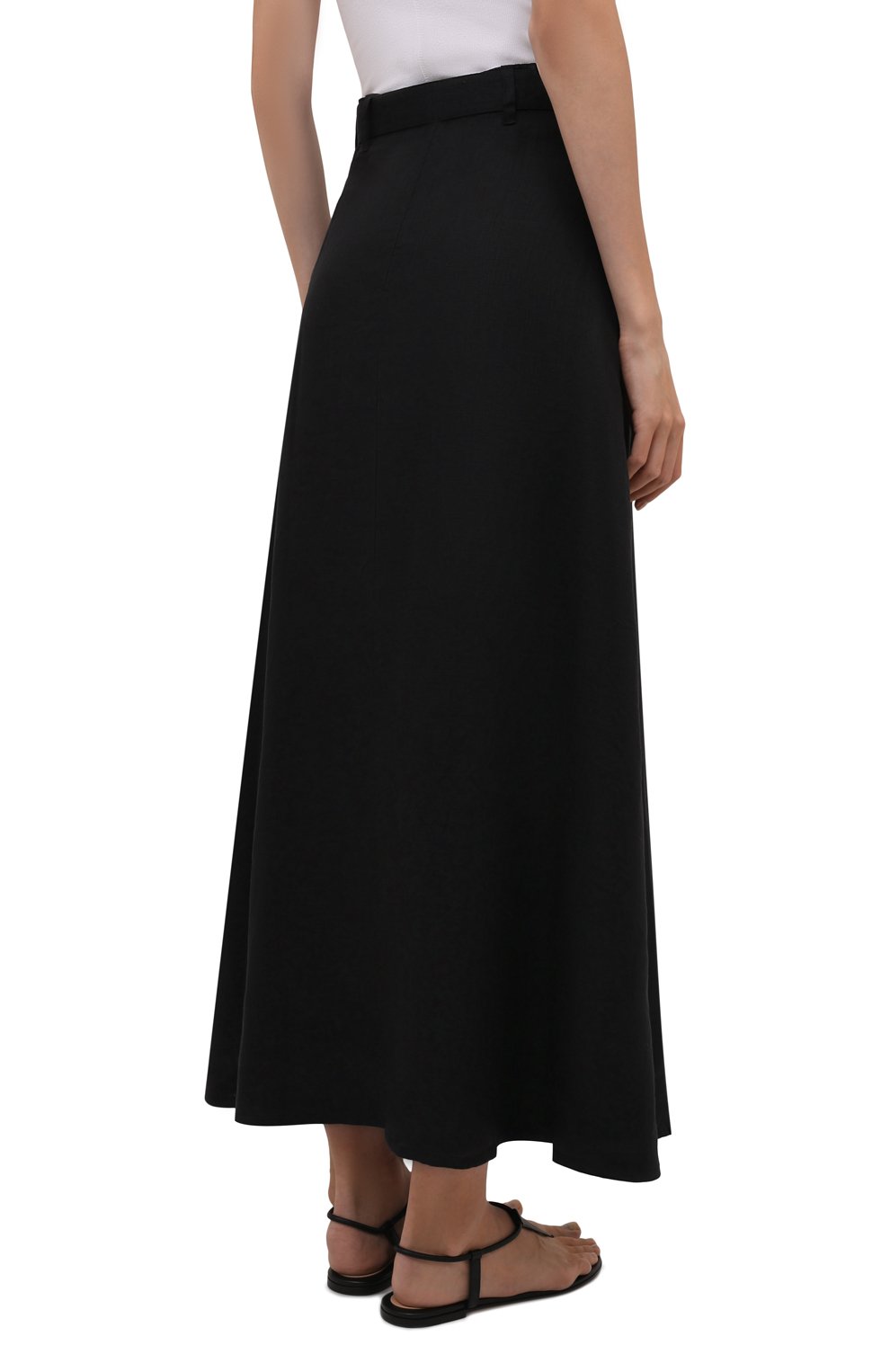 Женская льняная юбка FAITHFULL THE BRAND черного цвета, арт. FF1671-BLK | Фото 4 (Женское Кросс-КТ: Юбка-пляжная одежда, Юбка-одежда; Материал внешний: Лен; Длина Ж (юбки, платья, шорты): Макси; Материал подклада: Вискоза; Стили: Бохо)