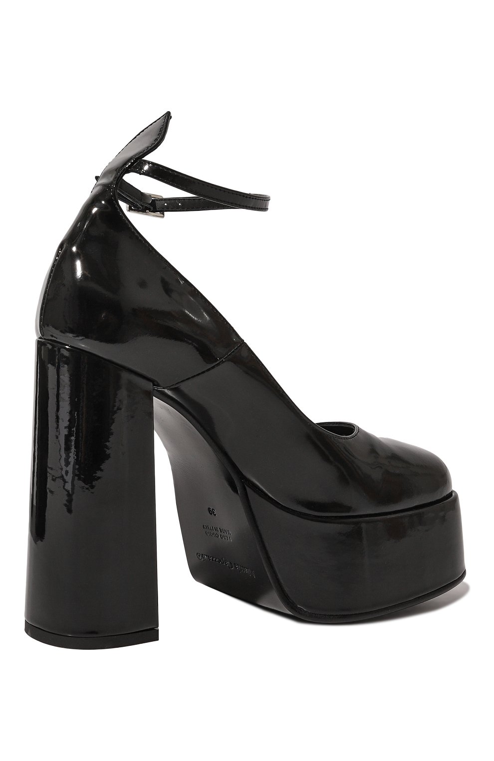 Женские кожаные туфли MATTIA CAPEZZANI черного цвета, арт. W254/VERNICE | Фото 5 (Материал внутренний: Натуральная кожа; Каблук тип: Устойчивый)