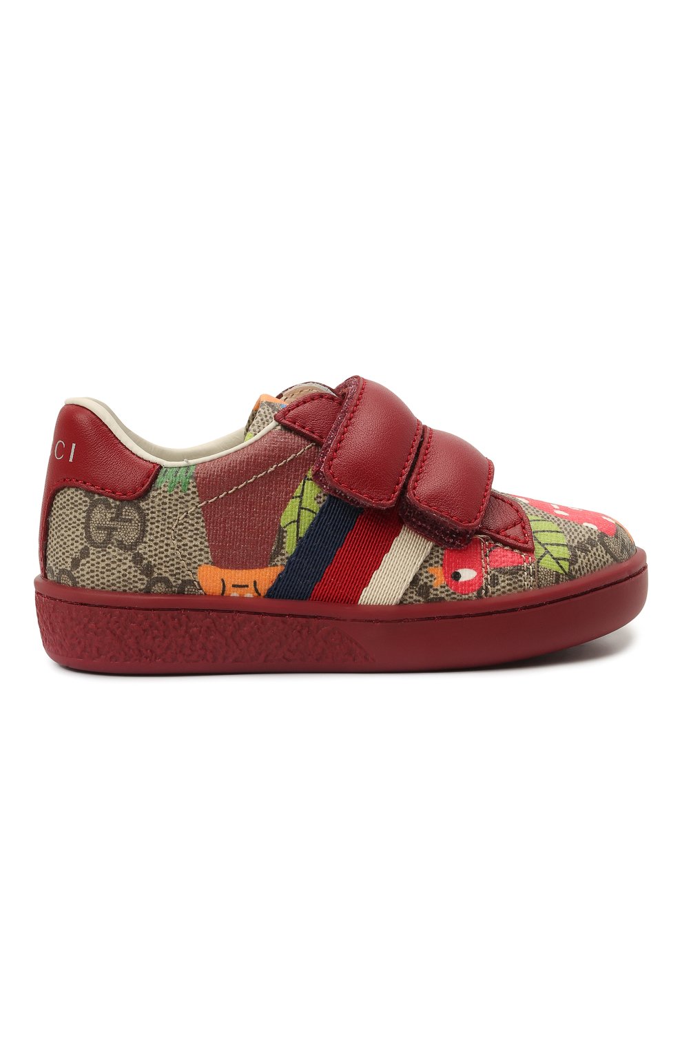 Детские кеды GUCCI бордового цвета, арт. 463088/22T20 | Фото 5 (Мальчики Кросс-КТ: Обувь-низкие; Материал внешний: Экокожа; Материал внутренний: Натуральная кожа; Кросс-КТ: велькро; Длина стельки: 12,6, 13,3, 13,9, 14,6, 15,3, 15,9, 16,6)