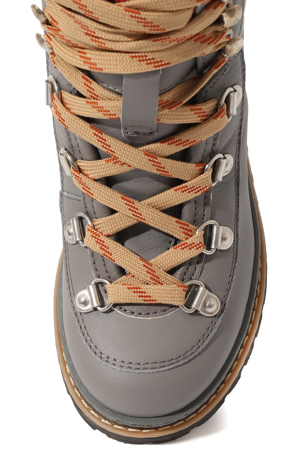 Детские кожаные ботинки BRUNELLO CUCINELLI серого цвета, арт. BFYVQZH135 | Фото 4 (Материал внутренний: Натуральная кожа; Материал сплава: Проставлено; Нос: Не проставлено)