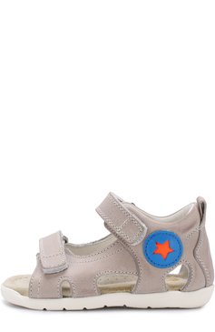 Детские кожаные сандалии с застежками велькро RONDINELLA серого цвета, арт. 3887-1S/5472 | Фото 2 (Материал внутренний: Натуральная кожа; Статус проверки: Проверено, Проверена категория)