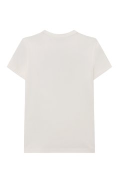 Детская хлопковая футболка MOSCHINO белого цвета, арт. HPM03T/LBA38/10A-14A | Фото 2 (Девочки Кросс-КТ: футболка-одежда; Рукава: Короткие; Материал сплава: Проставлено; Материал внешний: Хлопок; Драгоценные камни: Проставлено)