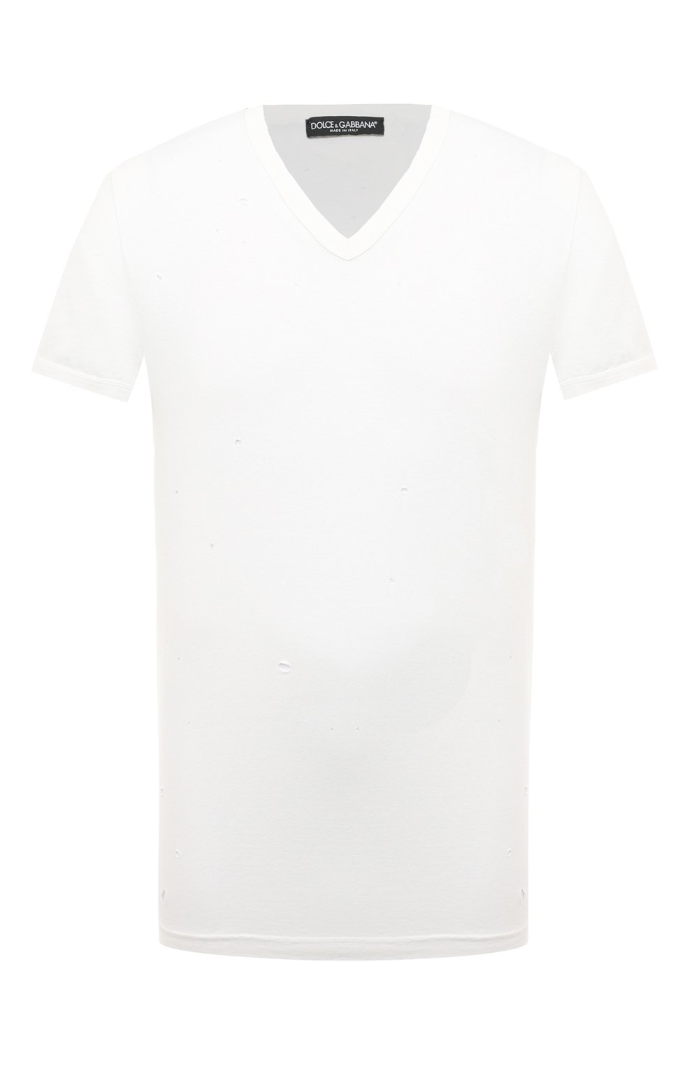 Мужская хлопковая футболка DOLCE & GABBANA белого цвета, арт. G8QK6T/G7I3R | Фото 1 (Принт: Без принт а; Рукава: Короткие; Длина (для топов): Стандартные; Материал сплава: Проставлено; Материал внешний: Хлопок; Драгоценные камни: Проставлено; Стили: Кэжуэл)