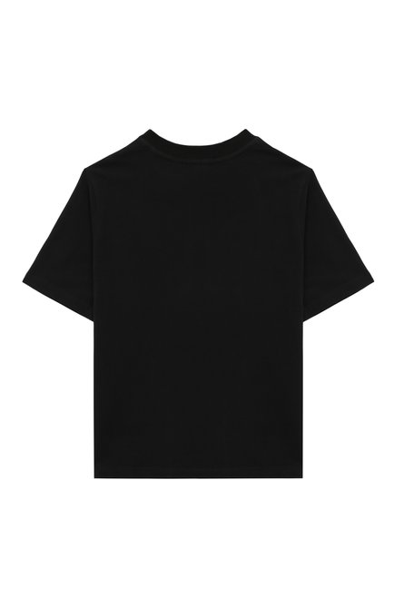 Детская хлопковая футболка SASHA KIM черного цвета, арт. УТ-00001480 | Фото 2 (Материал внешний: Хлопок; Драгоценные камни: Проставлено; Материал сплава: Проставлено; Рукава: Короткие)