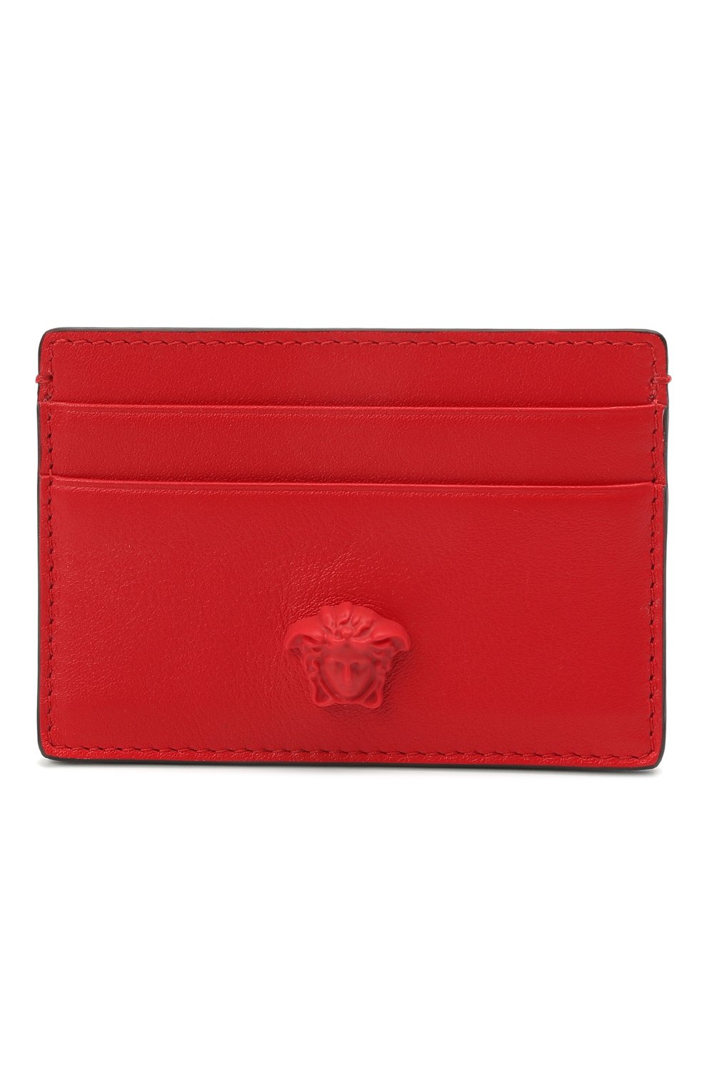 Мужской кожаный футляр для кредитных карт VERSACE красного цвета, арт. DPN2467/DVT8ME | Фото 1 (Материал: Натуральная кожа)