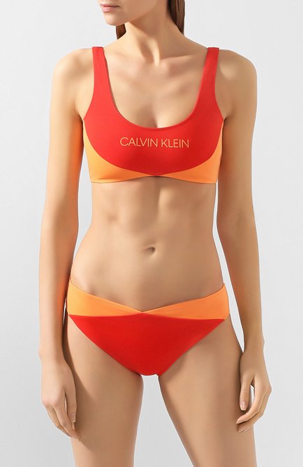 Женский бра-бандо CALVIN KLEIN красного цвета, арт. KW0KW00839 | Фото 2 (Материал внешний: Синтетический материал; Женское Кросс-КТ: Раздельные купальники)