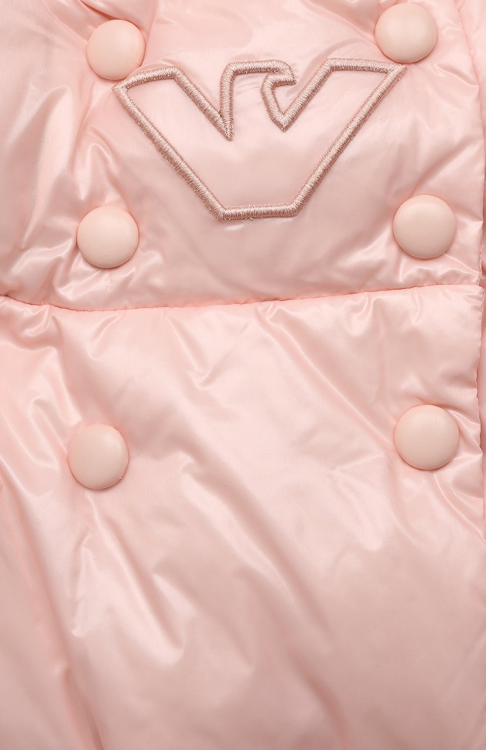 Детская пуховое пальто EMPORIO ARMANI розового цвета, арт. 6K3L08/1NWPZ | Фото 3 (Девочки-школьная форма: Верхняя одежда; Кросс-КТ: Зима; Девочки Кросс-КТ: Пуховик-верхняя одежда; Рукава: Длинные; Материал внешний: Синтетический материал; Материал сплава: Про ставлено; Материал подклада: Синтетический материал; Драгоценные камни: Проставлено; Материал утеплителя: Пух и перо; Ростовка одежда: 10 - 11 лет | 140 - 146см, 13 - 15 лет | 158 см, 16 лет | 164 см, 4 года | 104 см, 5 лет | 110 см, 6 лет | 116 см, 7 лет | 122 см, 8 лет | 128 см)