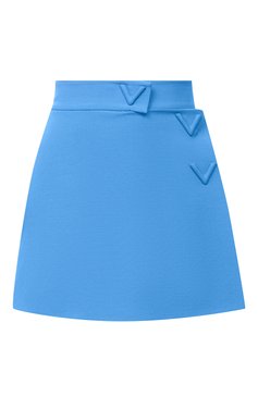 Женская юбка-шорты VALENTINO голубого цвета, арт. UB3RA6N01CF | Фото 1 (Женское Кросс-КТ: Шорты-одежда, Юбка-одежда, юбка-шорты; Материал внешний: Шерсть, Шелк; Длина Ж (юбки, платья, шорты): Мини; Материал подклада: Вискоза)